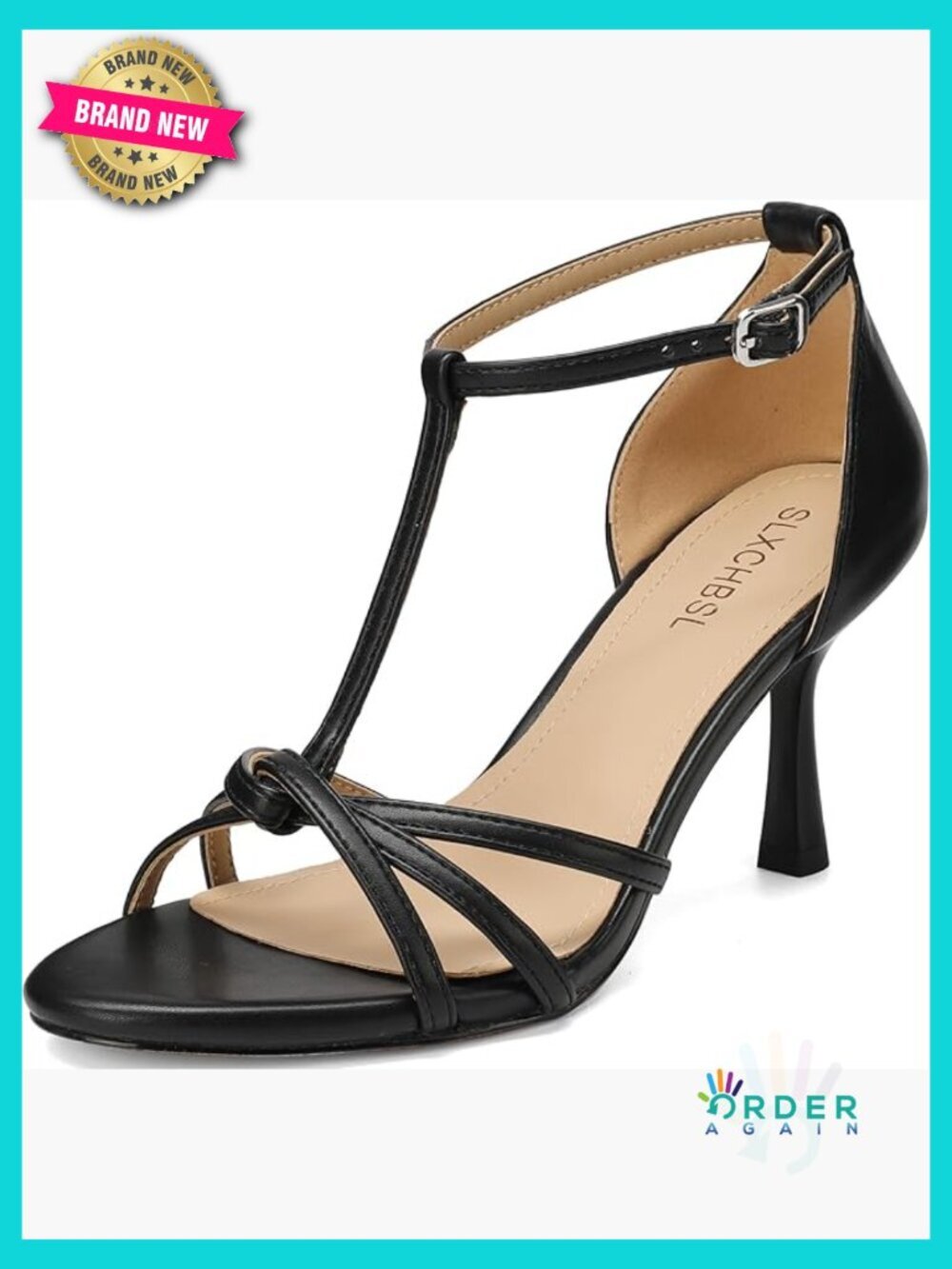T-Strap Kitten Heeled Sandals Strappy Open Toe Dressy Ankle Strap Wedding Shoes